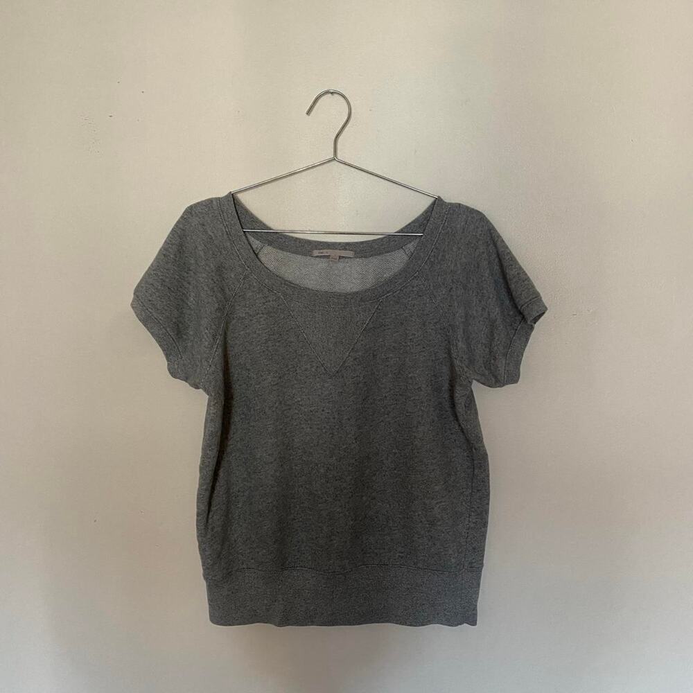 Grey Heathered Cotton Short Sleeve Top Women's Medium Gap